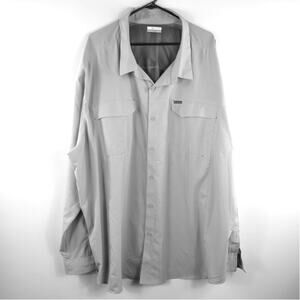 Columbia 4XL PFG Fishing Shirt Gray Big & Tall Omni Shade Vented Long Sleeve
